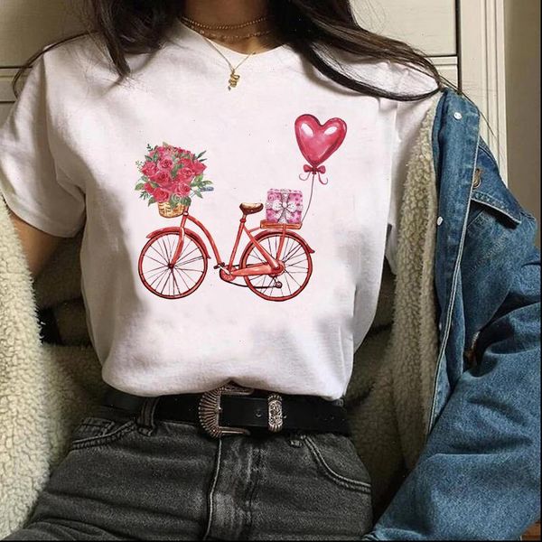 

graphic cartoon fashion valentine sweet womens t shirt love 90s print clothes tees female, White