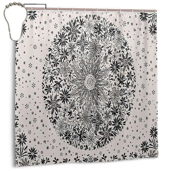 

shower curtains bohemian daisy mandala white for bathroom waterproof polyester curtain with hooks 72*72 inches