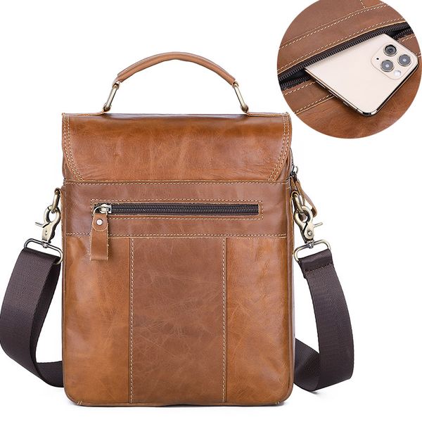 

men functionnal fashion genuine leather cowhide crossbody bag large totes