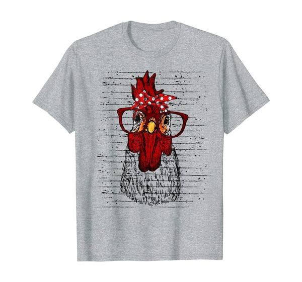 

chicken with bandana headband and glasses cute t-shirt, White;black