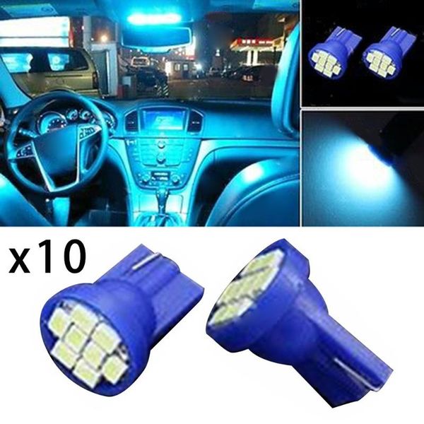 

10x ice blue t10 wedge 8 led bulbs for car license plate light emergency lights