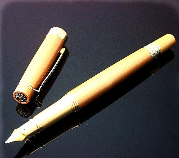 

picasso pimio 917 -selling metal fountain pen smooth black and gold clip inking pens with original gift case 0.7 mm nib