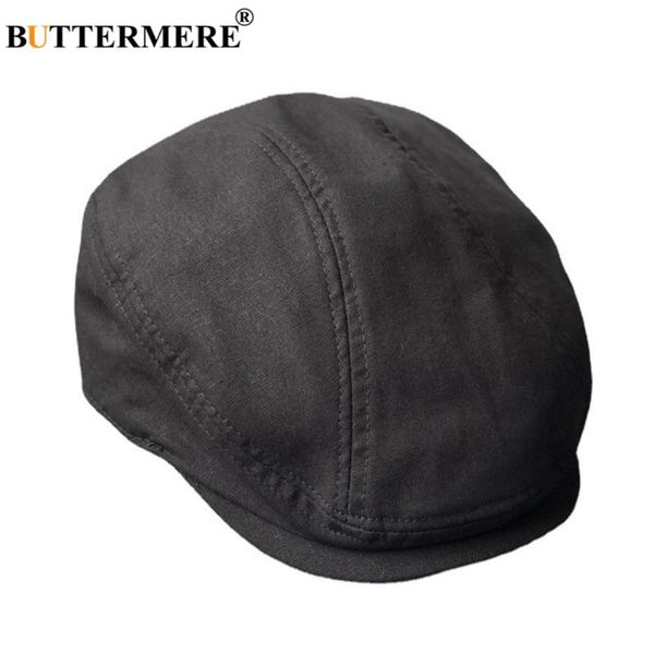 

beanies buttermere big large cotton linen flat cap summer breathable men driver hat solid black sboy caps 58-60cm