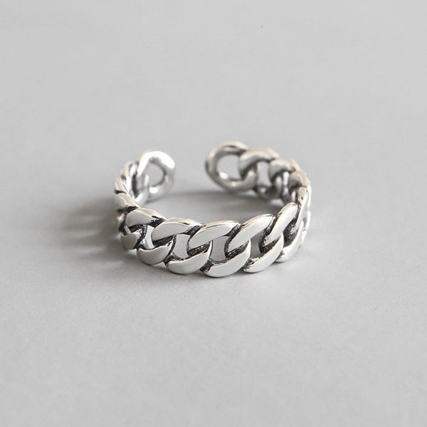 

net red personality open index finger female fashion ring buckle silver one, Black