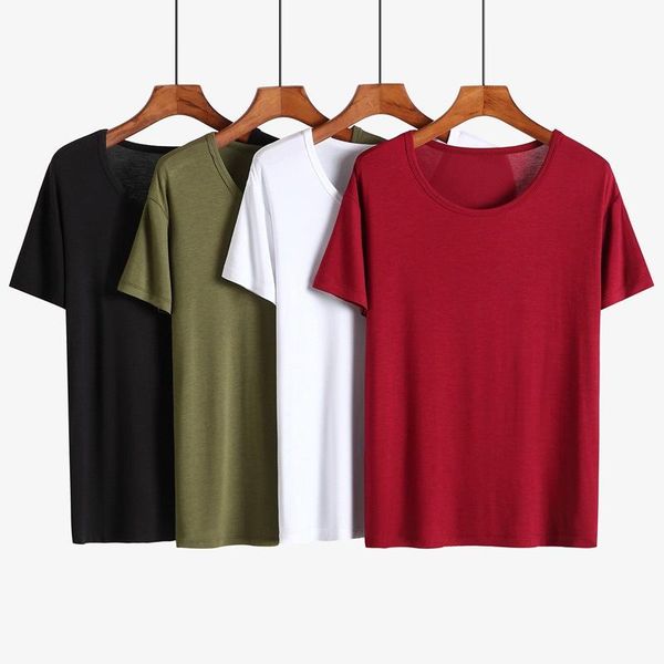 

men's t-shirts summer pajamas short sleevett-shirt modal thin round neck plus-sized large size loose casual homewear, White;black