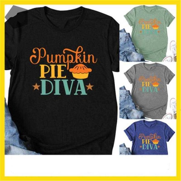 

women's t-shirt sleeve casual loose tshirt apparel umpkin pie diva womens t-shirts fashion halloween letter round neck tee designer mal, White