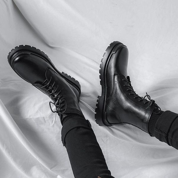 

boots ins men's british work clothes high black leather shoes trend versatile locomotive and women's fashion