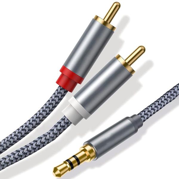

webcams rca to 3.5mm cable, 2-pack(6ft) 2-male audio cable [shield,hi-fi sound] nylon braided y