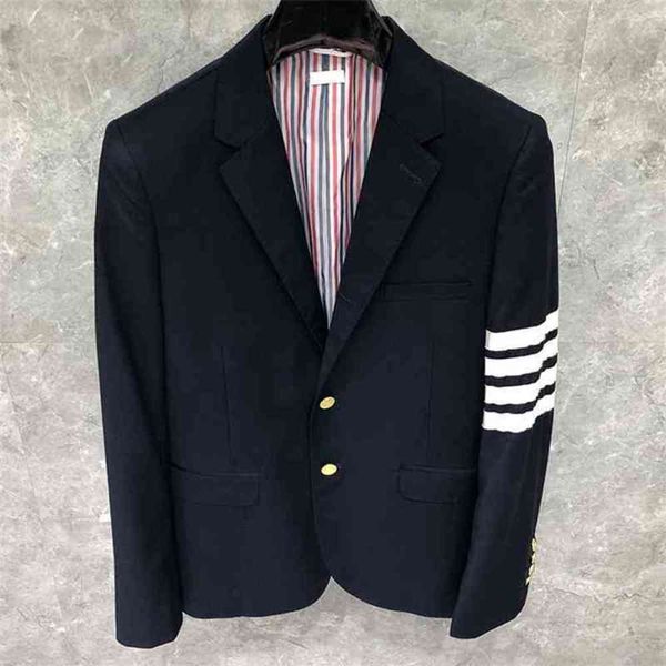 

jackets fashion thom tb brand formal blazer men british casual suit men's jacket spring autumn single breasted striped wool coat yug7, Black;brown