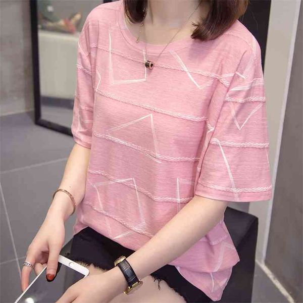 

oversize tshirt summer women's casual short-sleeved t-shirt printing cotton loose plus size leisure tees l 4xl 210406, White