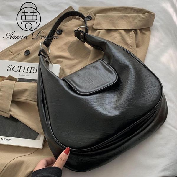

evening bags large capacity underarm bag pu leather big shoulder for women 2021 winter ladies casual totes designer handbags