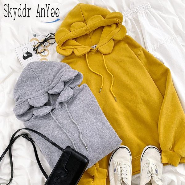 

women's hoodies & sweatshirts autumn winter women fleece hoodie cute sun flower hooded sweetshirt harajuku pullovers sudaderas long sle, Black