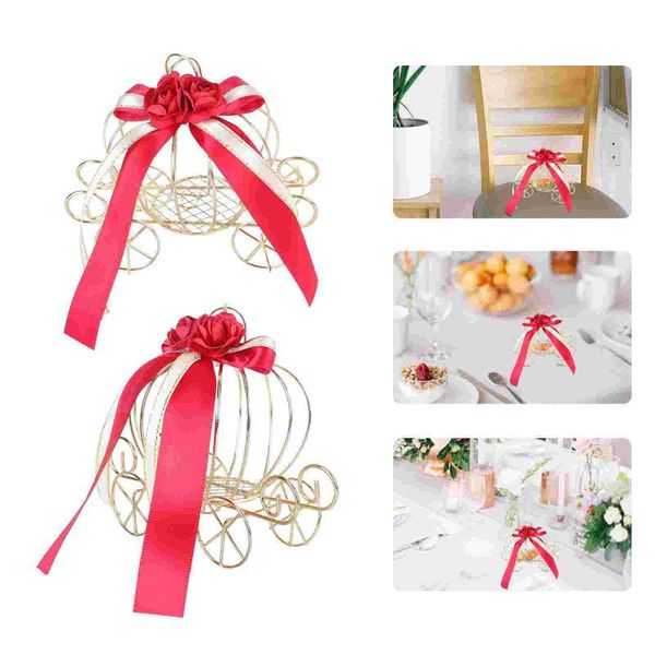 

gift wrap 2pcs portable hollow-out candy box wedding decor pumpkin cart metal