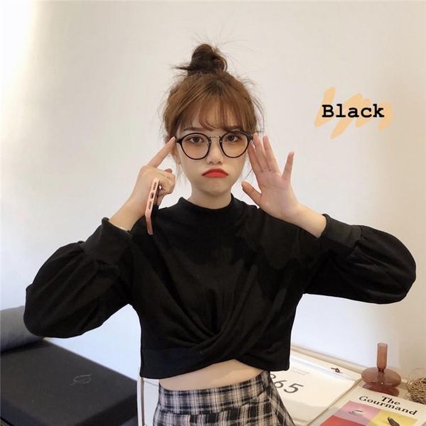 

women's hoodies & sweatshirts long sleeve pullovers and simple casual style o-neck solid moda feminina clothing ladies, Black