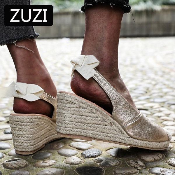 

sandals zuzi wedges shoes women high heels summer 2021 flip flop nake print bow ladies platform plus size 35-43, Black