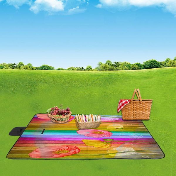 

handle design 3d digital printing full polyester oxford cloth picnic mat / beac tourism and camping beach blanket foldable outdoor pads
