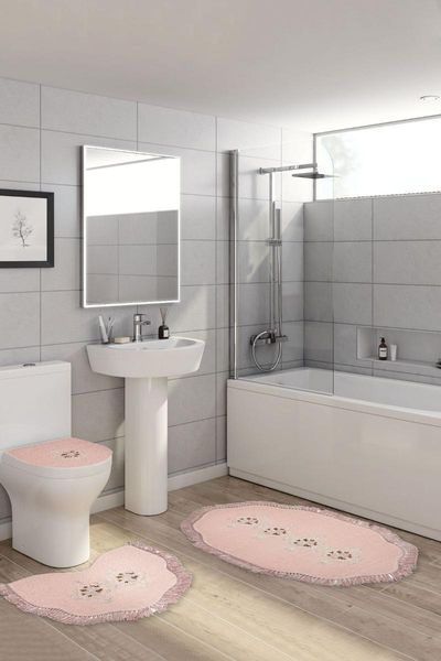 

queen shaped embroidered 3 pcs powder set for closet queensn bath mats