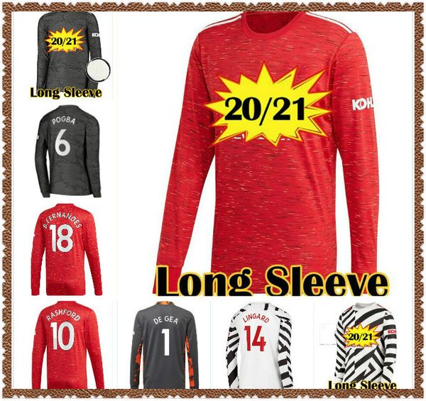 

manchester 2021 fc cavani b. fernandes pogba soccer jerseys long sleeve 20 21 martial lingard ls football shirt united utd uniforms kit, Black;yellow