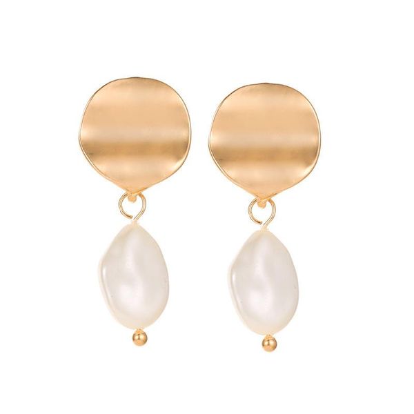 

stud potcet korea 2021 fashion trend ladies pearl temperament earrings geometric retro jewels, Golden;silver