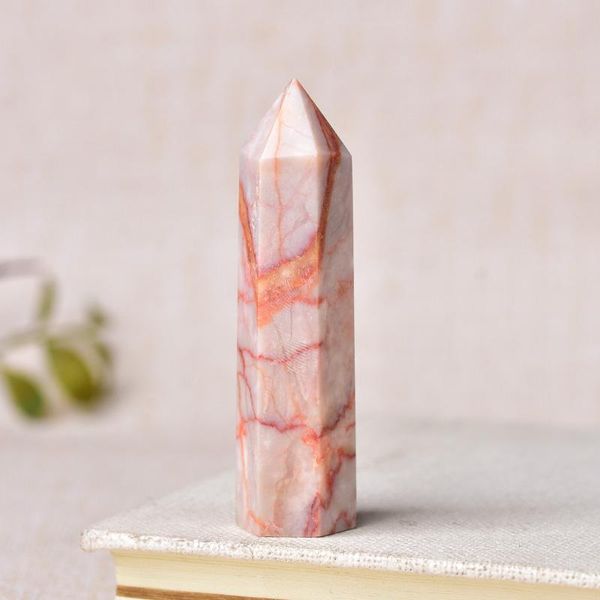 Objetos decorativos Figuras 1pc Natural Red Stripe Stone Ponto de Cristal de Cura Cura Reiki Obelisk Quartz Polido 50-80mm Energy Home dec Dec