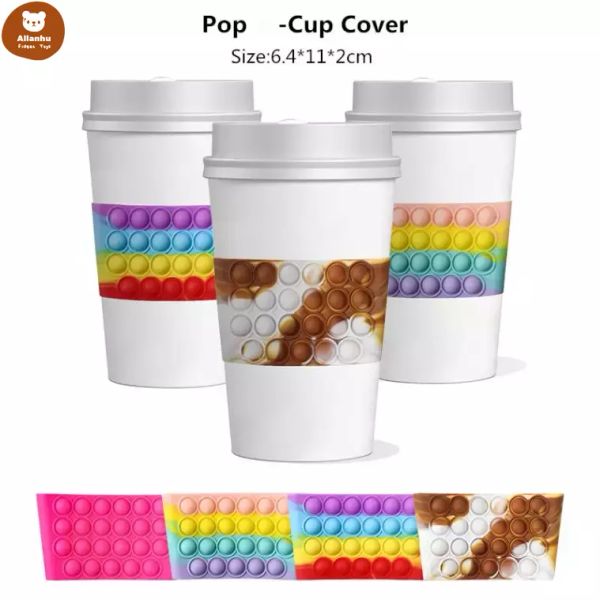 

dhl new cup cover push bubble fidget toy stress relief squeeze toys antistress pops soft squishy gifts kids toys xu43c