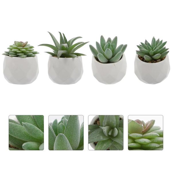 

decorative flowers & wreaths 4pcs imitation succulent plants bonsai decor fake potted