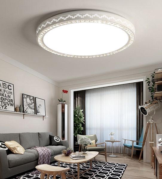 Runde Kristall-Deckenleuchte, ultradünn, Eisen, LED, moderne, einfache Esszimmer-Schlafzimmer-Studienlampe, AC85–265 V