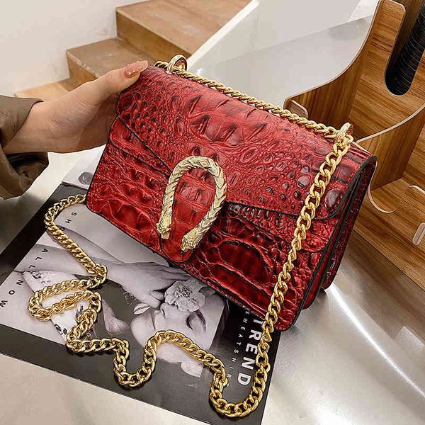 

luxury handbags bag female 2021 new fashion alligator cross small square net red texture single shoulder chain dionysian bag