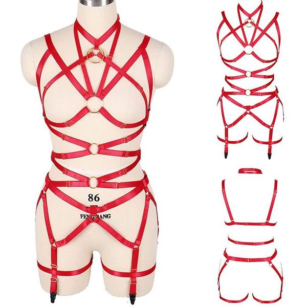 

40# women cropped punk straps lingerie stretch gothic garter rave fun underwear bandage yoga belts resistance bands