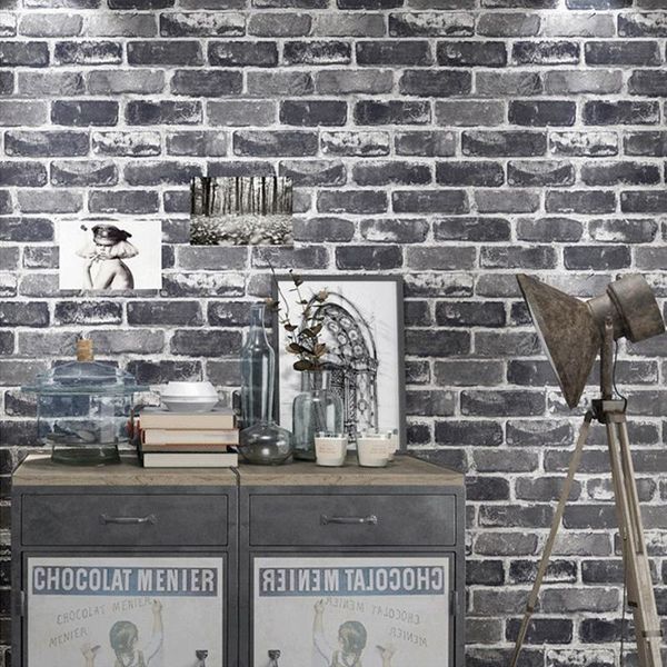 

wallpapers pvc waterproof wallpaper vintage brick 3d roll restaurant living room shop interior decoration red gray sticker