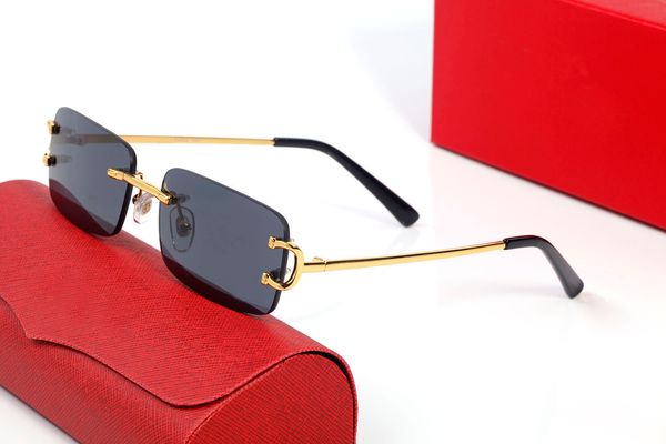 Luxuriöse Santos-Sonnenbrille für Herren und Damen, quadratischer Rahmen, klare Gläser, Büffelhörner, optisches Brillendesign, Logo, rutschfeste Fußabdeckung, Business-Casual, Teebohnen-Braun-Brille