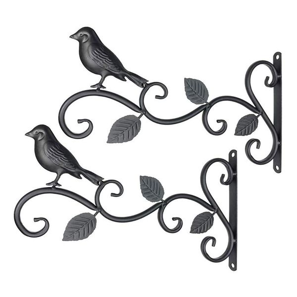 

hooks & rails 2pcs hanging bracket lawn storage outdoor garden stable wall mounted iron art craft flower with hook display european style