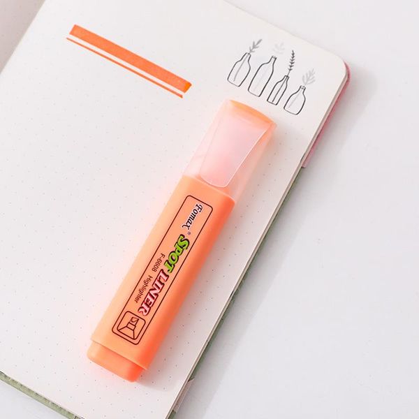 

highlighters oblique fluorescent marker pen candy color large capacity writing handbook supplies office, Black;red