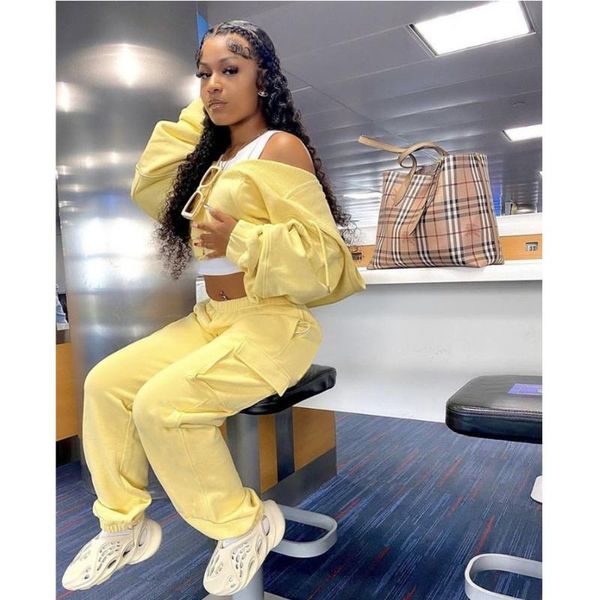 

women's two piece pants chocomist side pocket oversized set, White