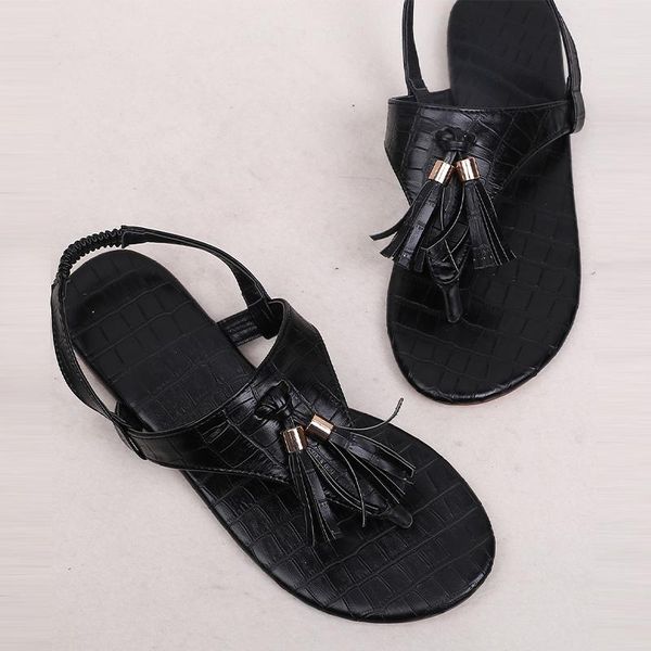 

sandals 2021 women summer fashion flat heels elegant flip flops, Black
