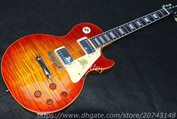 

brinkley new arrival electric guitar heritage cherry sunburst tiger flame 50th anniversary reissue guitarra