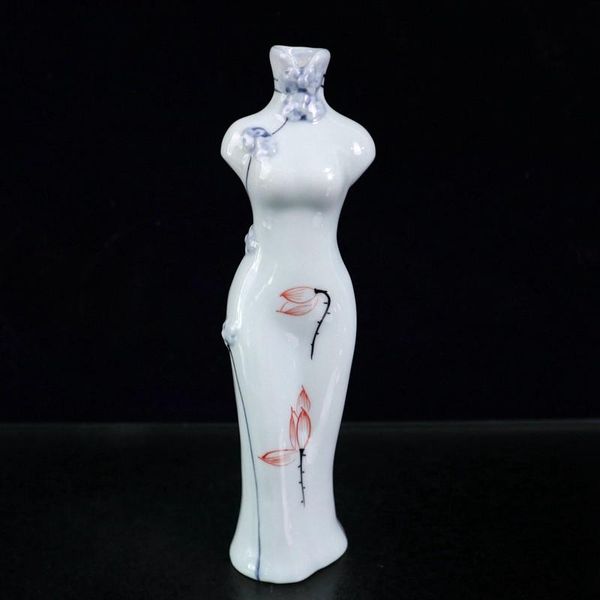 

chinese old famille rose porcelain vase woman cheongsam flowers vases