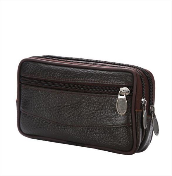 

double zipper mens fanny pack male coin purse pu leather waterproof casual mobile phone man waist packs bags