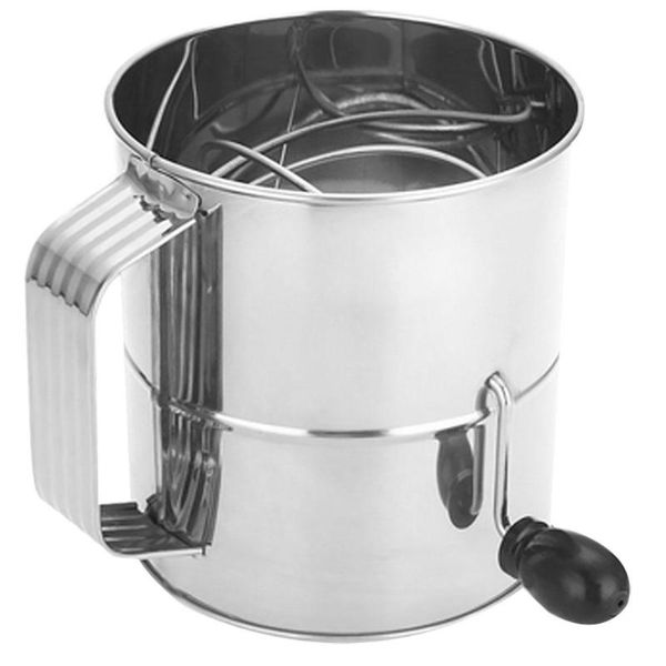 

stainless steel flour sifter hand crank baking powdered sugar sieve kitchen tool & pastry tools