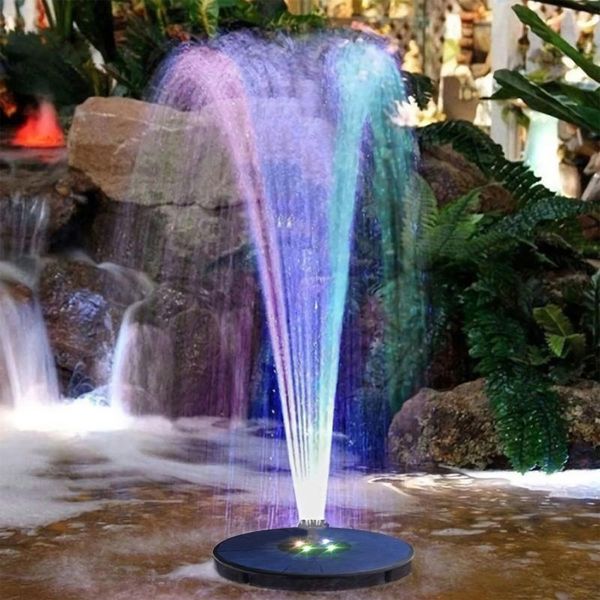 

kkmoon solar fountain pump 3w powered bird bath 7 spray patterns water with led lights for garden pool fish decorations