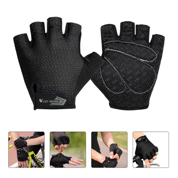 

cycling gloves 1 pair of breathable workout half finger gift, Black