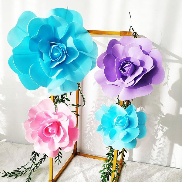 

decorative flowers & wreaths artificial pe foam rose flower head wedding background decoration chair party holiday el home wall hanging