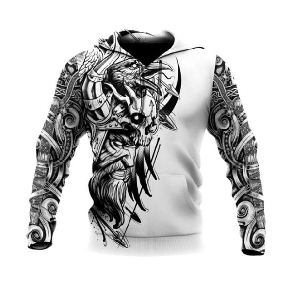 

fashion clothing viking tattoo 3d full printing men's and women's zipper hoodie autumn harajuku casual jacket hoodies & sweatshirt, Black
