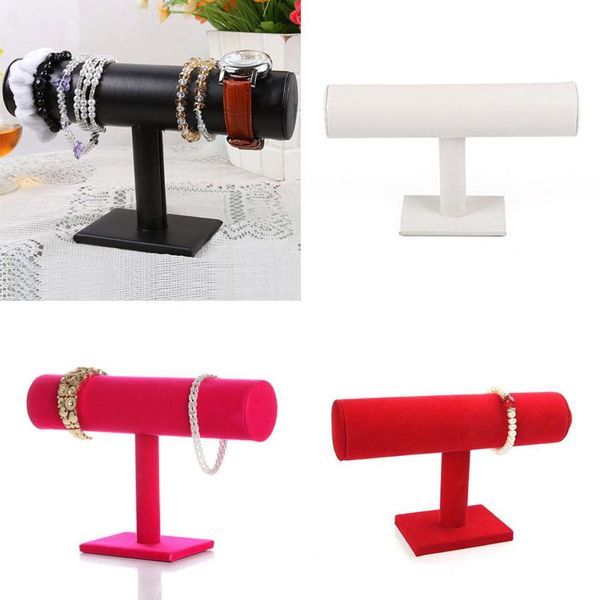 

hooks & rails display stand velvet holder headband jewelry bracelet organizer chain watch t type single layer 1pcs