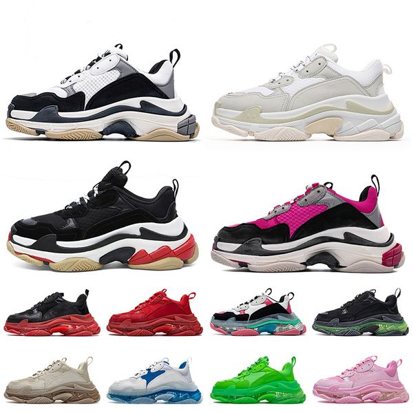 

quality triple s sneakers clear sole luxury designer shoes dad casual shoe crystal bot 17fw paris black white platform women mens trainers s