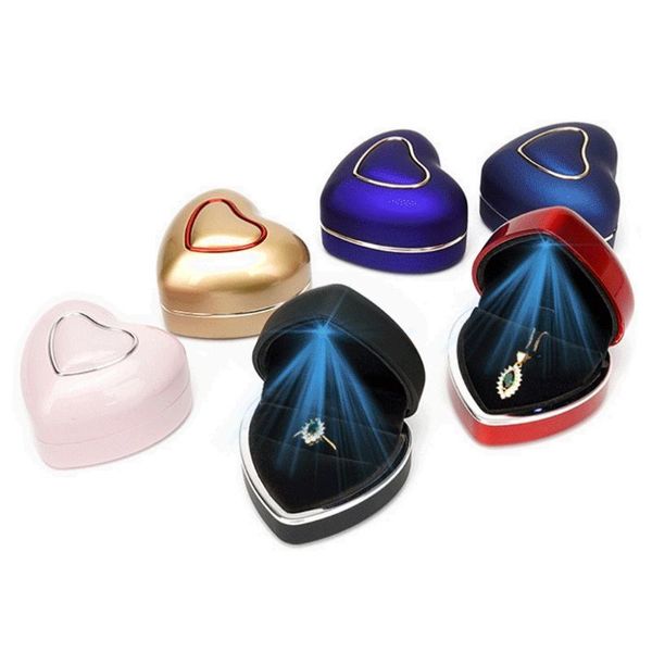 

jewelry pouches, bags 1 pc heart-shaped led light wedding ring box engagement rings necklace earrings pendants display case holder gift, Pink;blue
