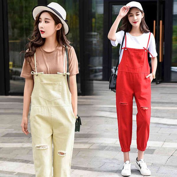 

women's jumpsuits & rompers fashion 5 colors denim overalls for women spring autumn hole ripped jeans jumpsuit streetwear strap pe, Black;white