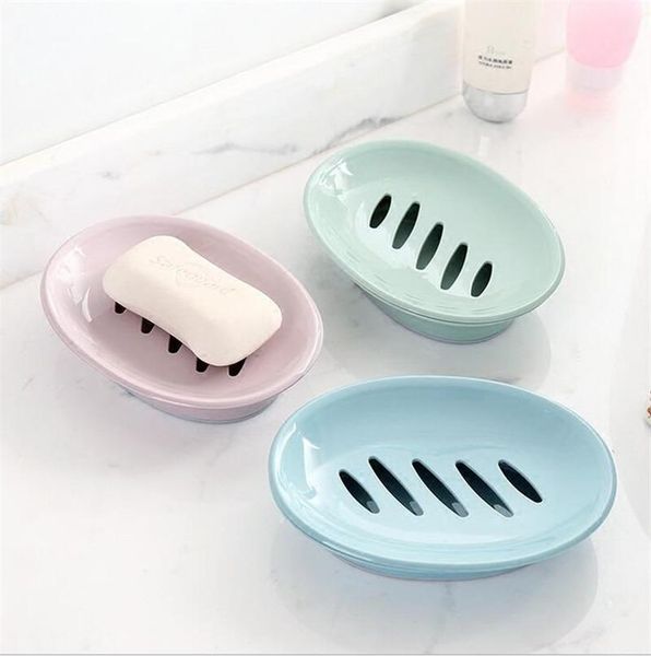 

1pcs european oval soap box toilet plastic simple double grid drain bathroom face dishes
