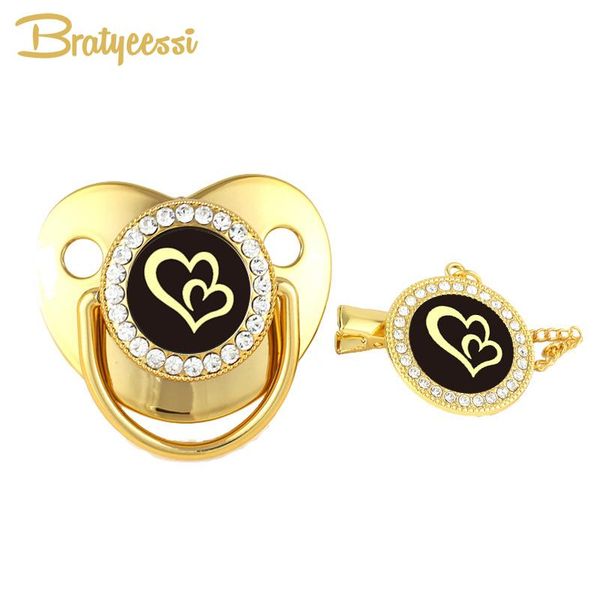 

pacifiers# golden heart pacifier clips chain rhinestone bling baby shower gift bpa silicone soother dummy infant nipple
