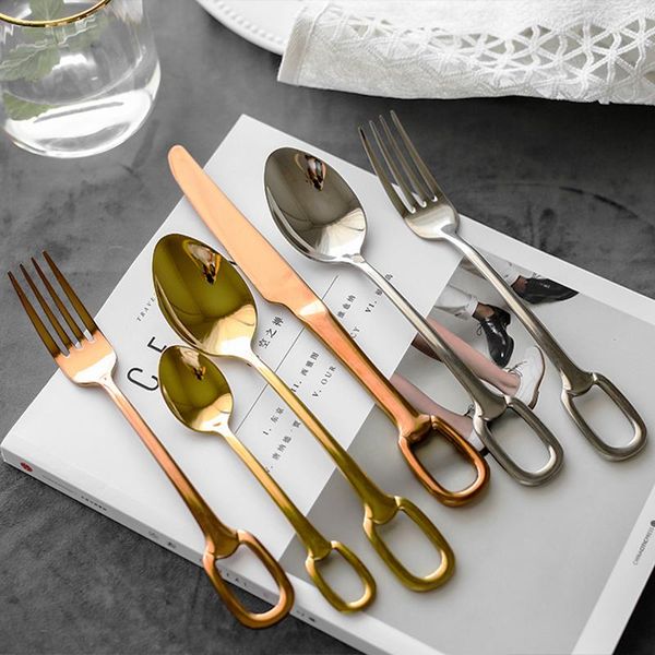 

dinnerware sets 4pcs creativity european style luxury cutlery set knife fork spoon stainless steel tableware elegant hangable design